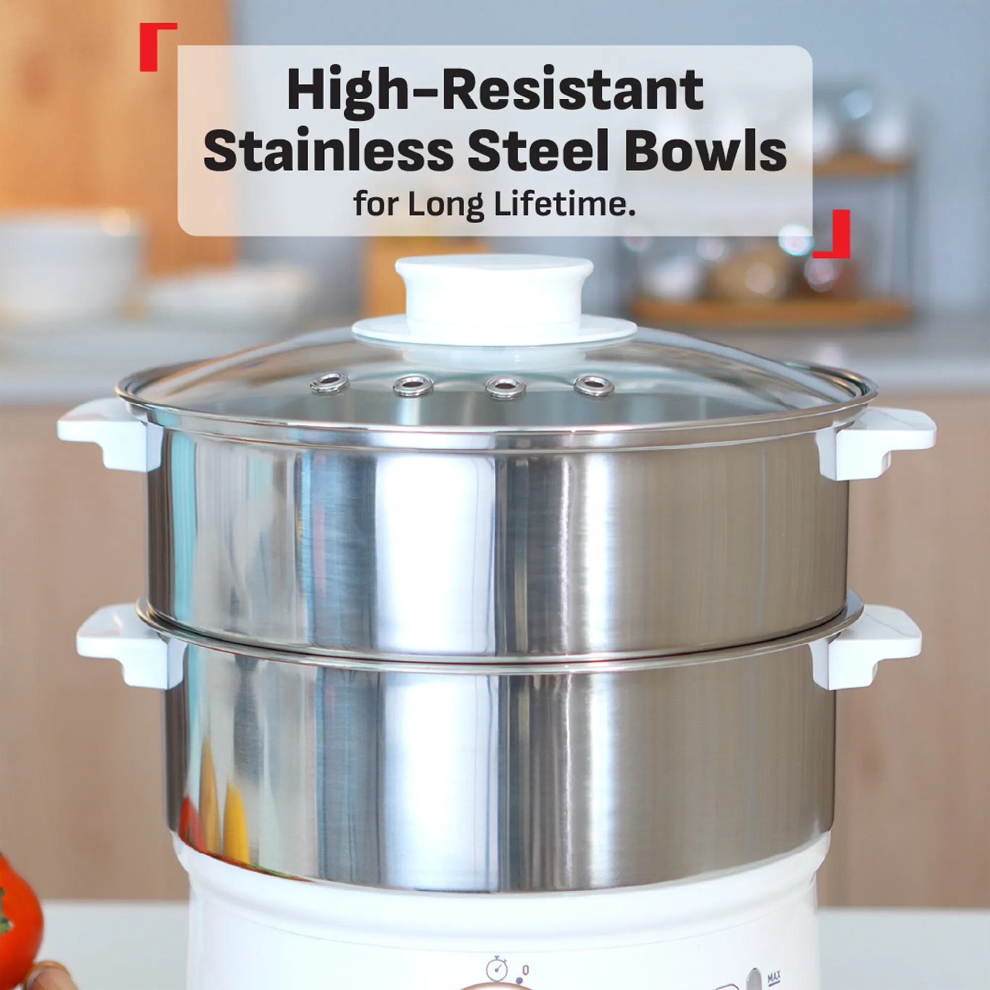 Tefal Convenient Series Food Steamer VC1451 high-resistant stainless steel bowls for long lifetime