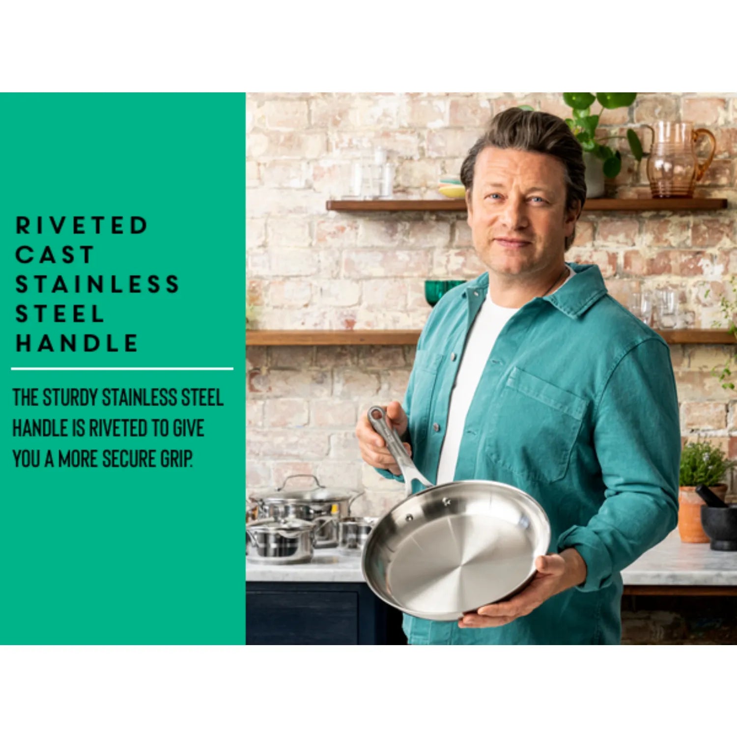 Jamie Oliver by Tefal Cook Smart Induction Stainless Steel Uncoated Frypan 24cm