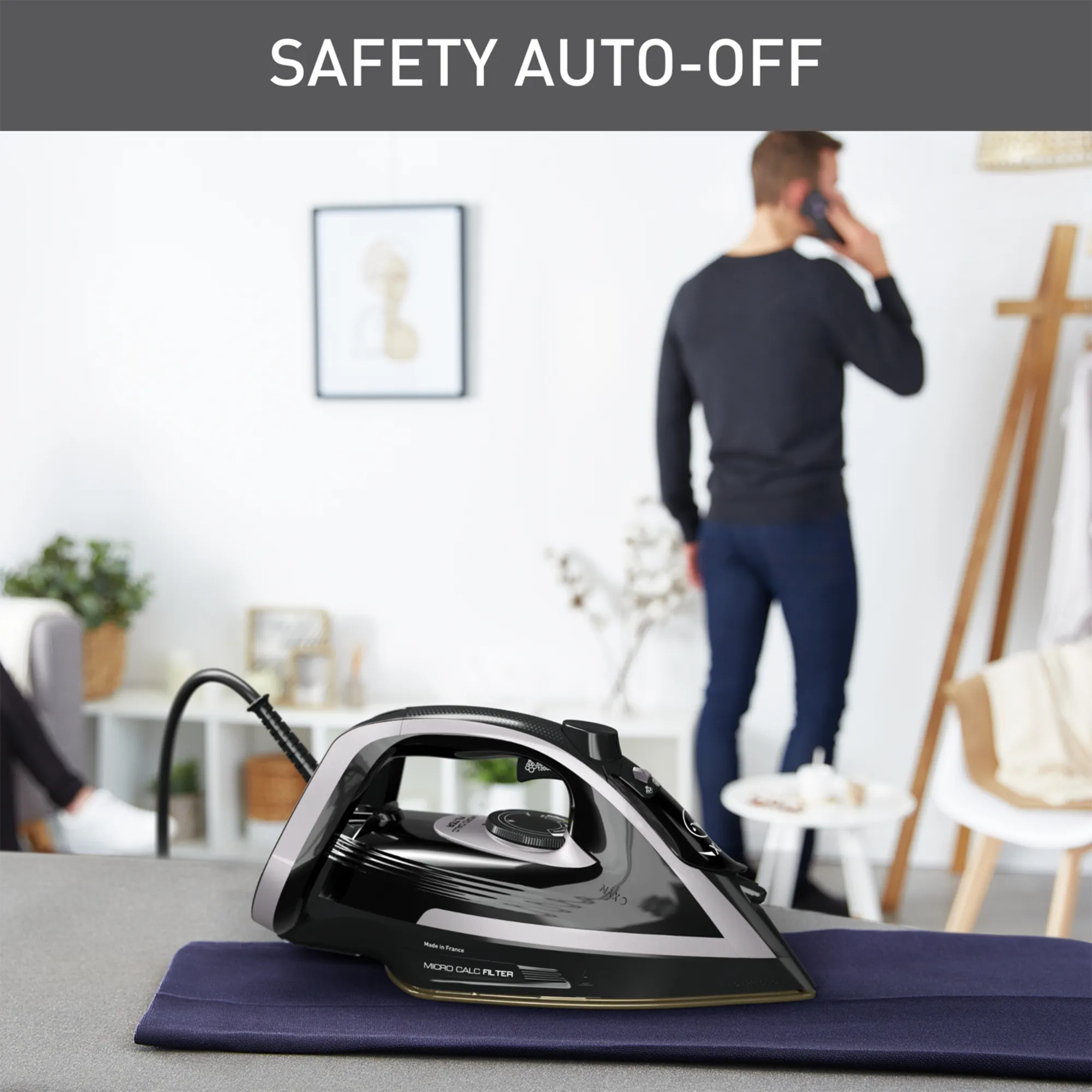 Tefal Puregliss Anti-Calc Shady & Black Steam Iron FV8062 with safety auto off