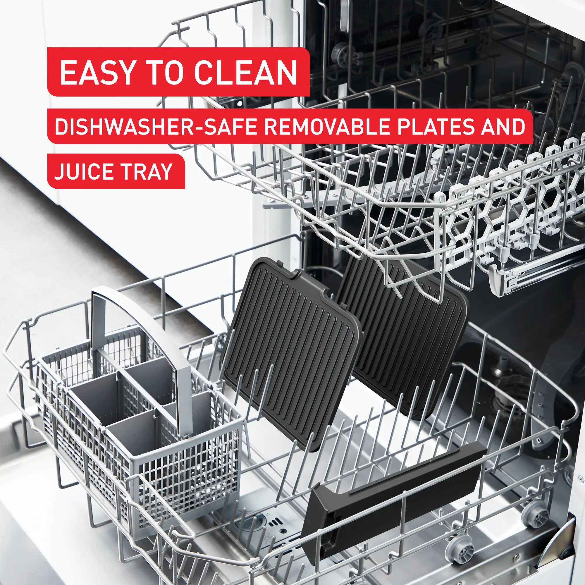 Tefal SuperGrill 3-in-1 Electric Grill Barbecue & Oven GC5108 easy to clean with dishwasher safe plates and juice tray