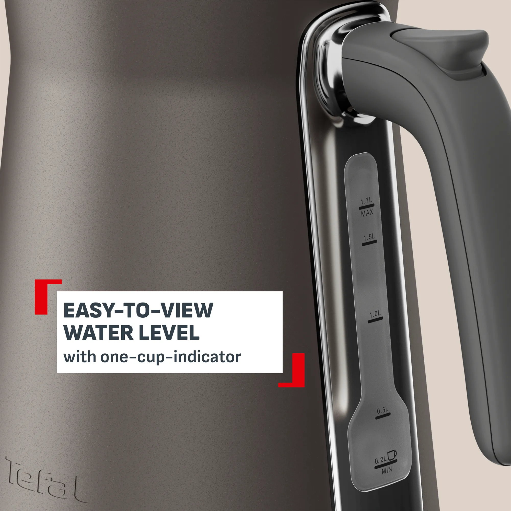 Tefal Collection Kettle Grey Pewter KI666E with one cup indicator