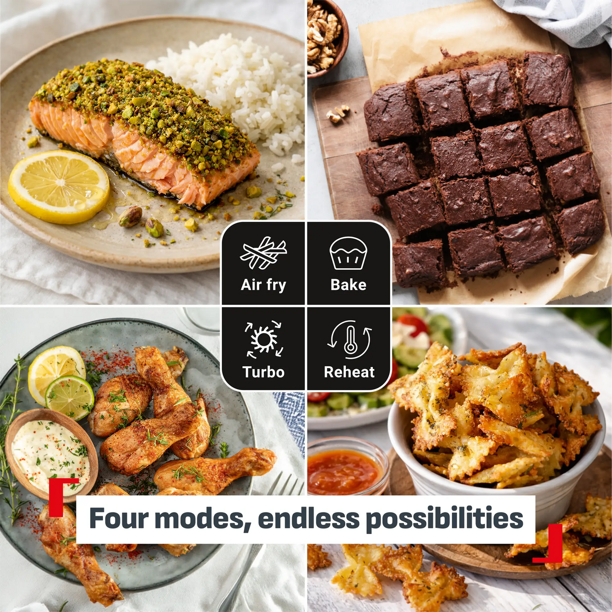 Crisp & Go Portable Glass Air Fryer Black FB7018 with four modes for endless possibilities