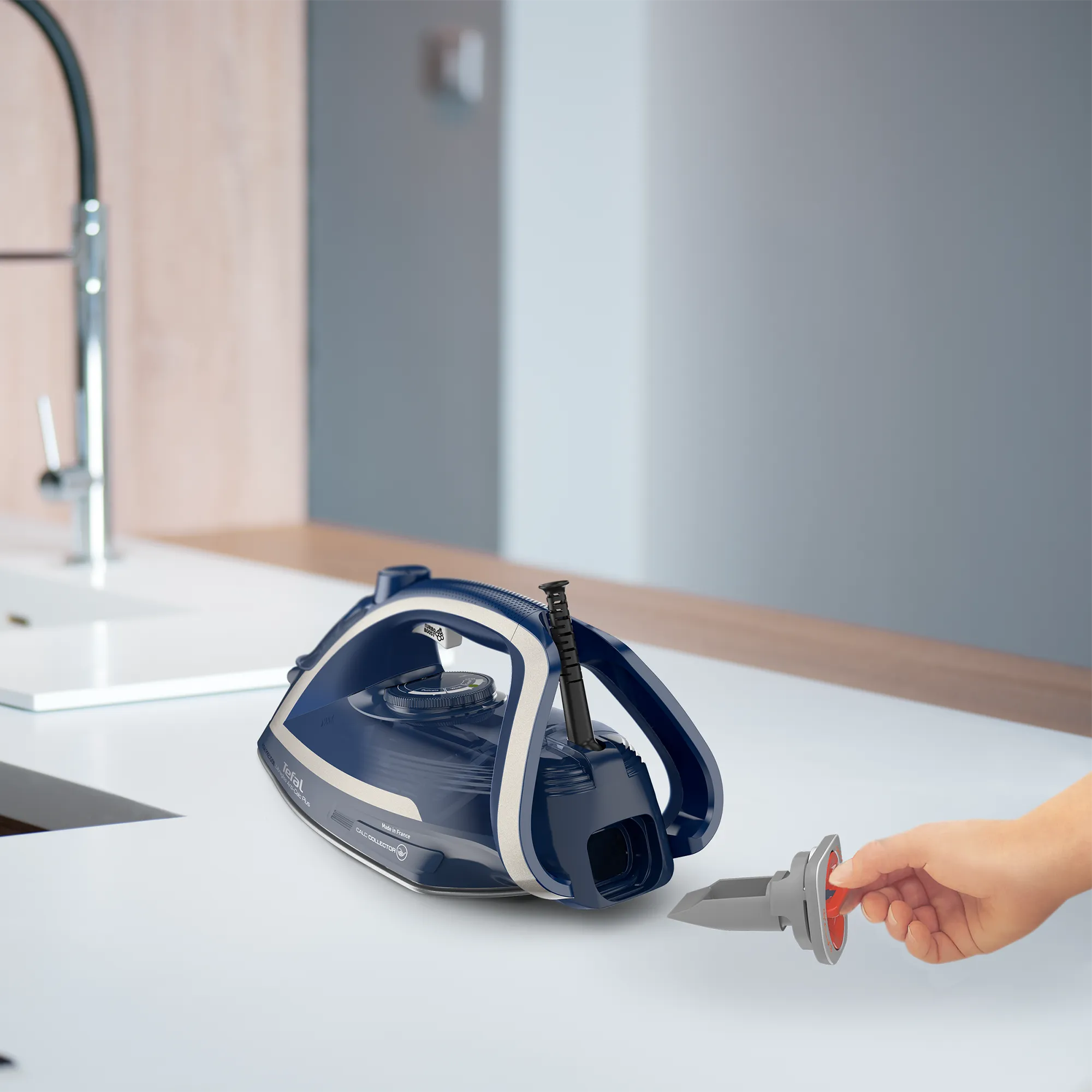 Tefal Ultragliss Anti-Calc Plus Steam Iron FV6849 Calc Collector in use