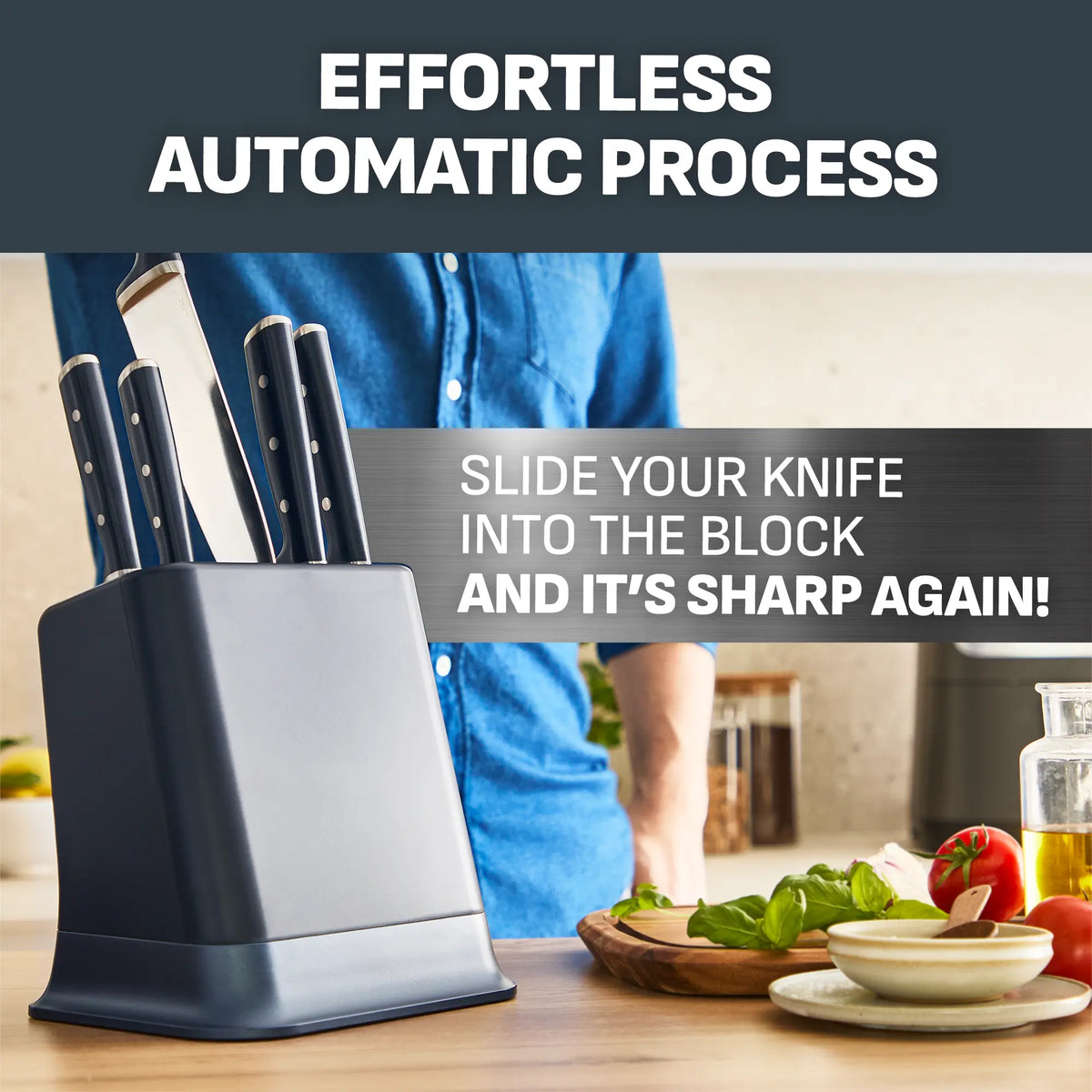 Tefal Eversharp Pro Knife Block 5pc Set + Block with Integrated Sharpener for effortless automatic sharpening process