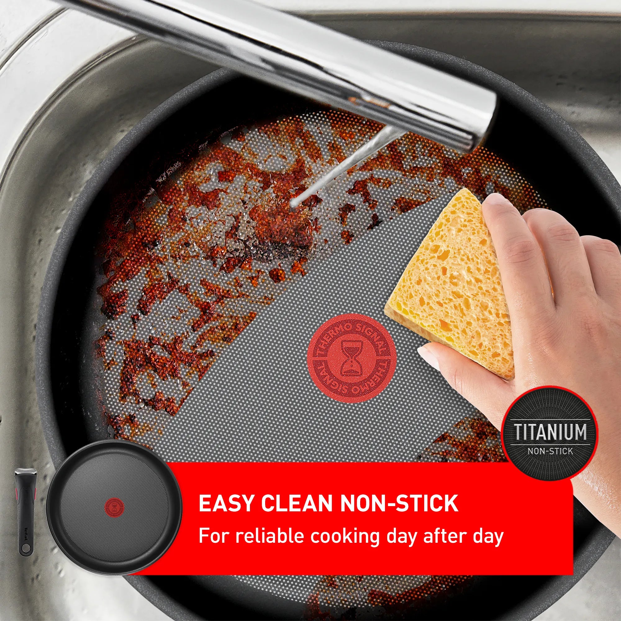 Tefal Ingenio Cook Eat Induction Non-Stick 4pc Set with easy to clean non-stick coating