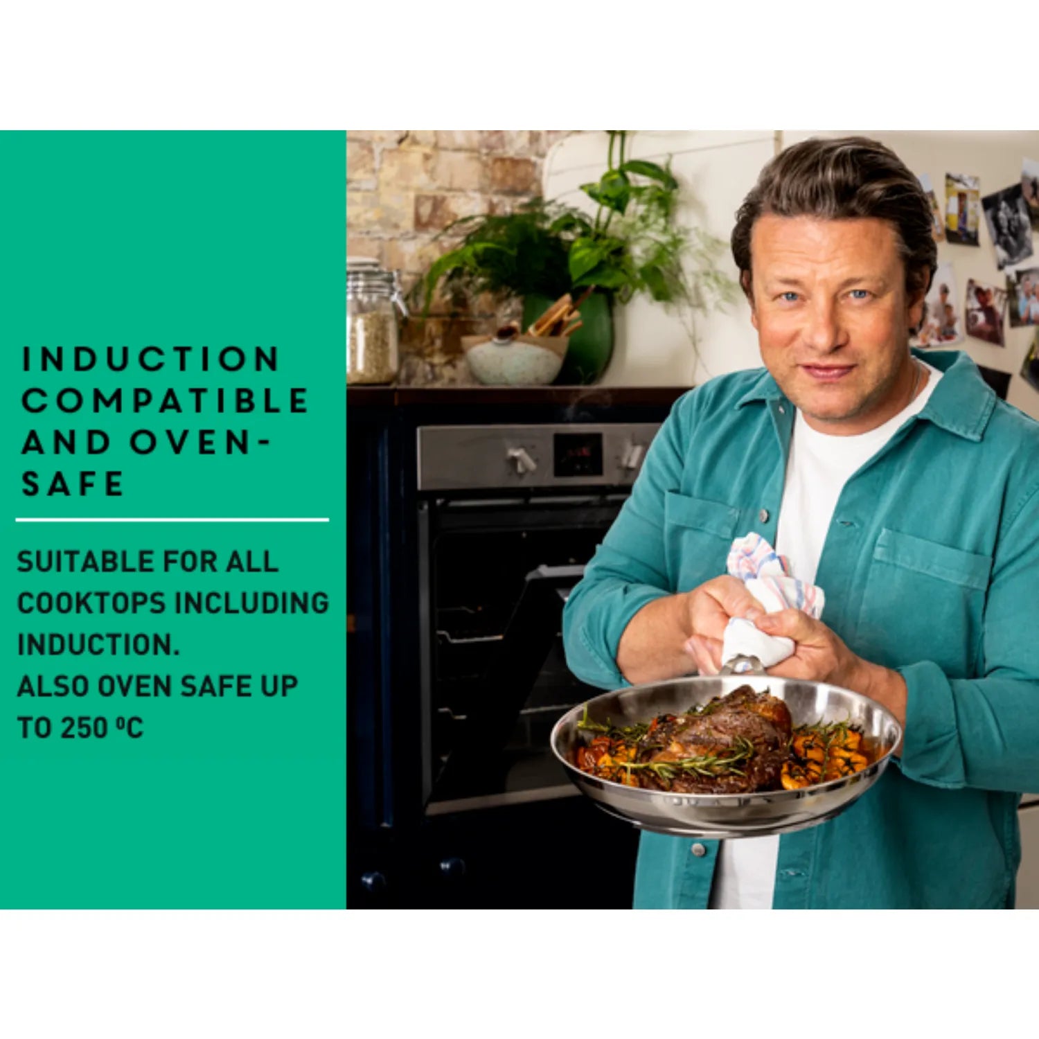 Jamie Oliver by Tefal Cook Smart Induction Stainless Steel Uncoated Frypan 24cm