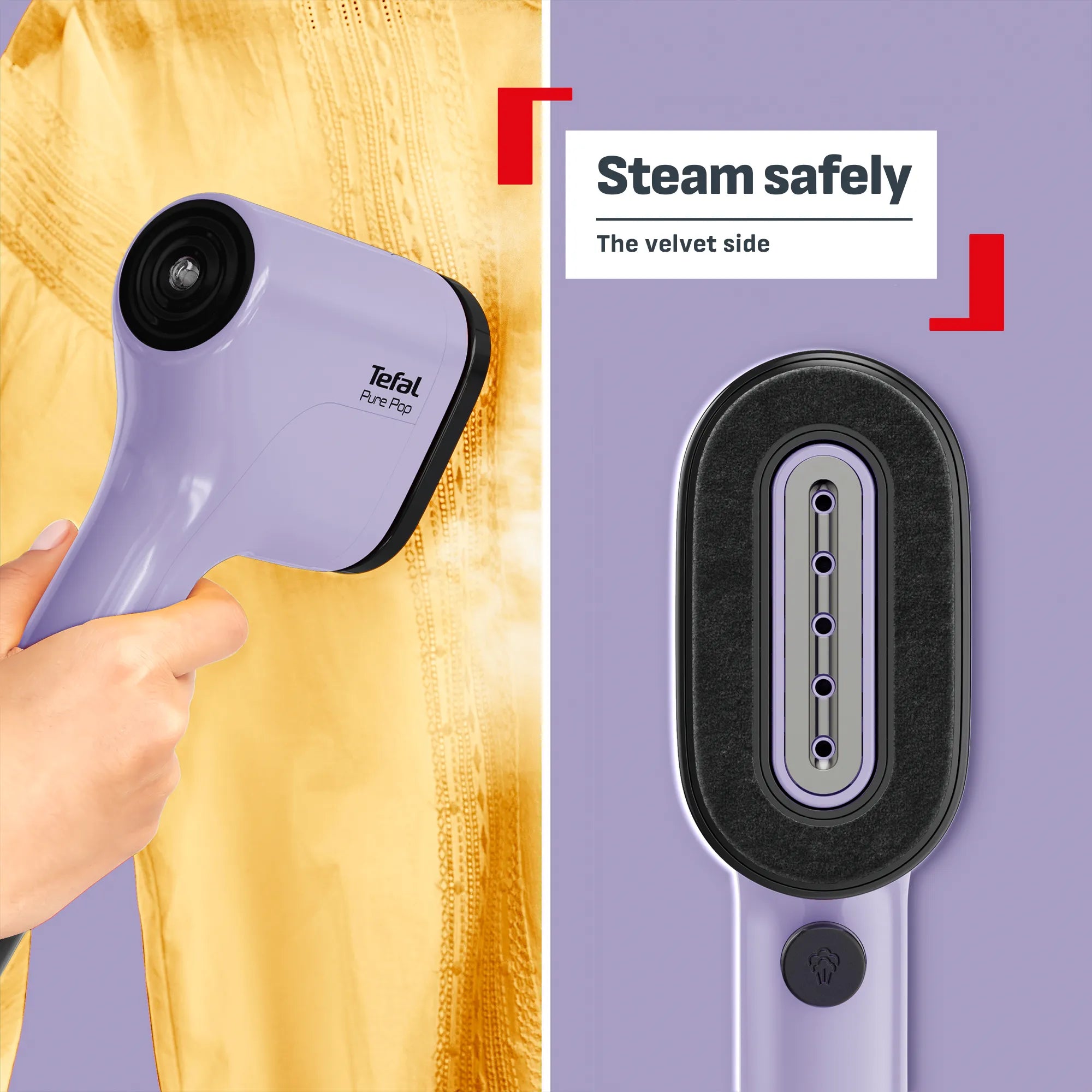 Tefal Pure Pop Handheld Garment Steamer DT2027 - Lavender