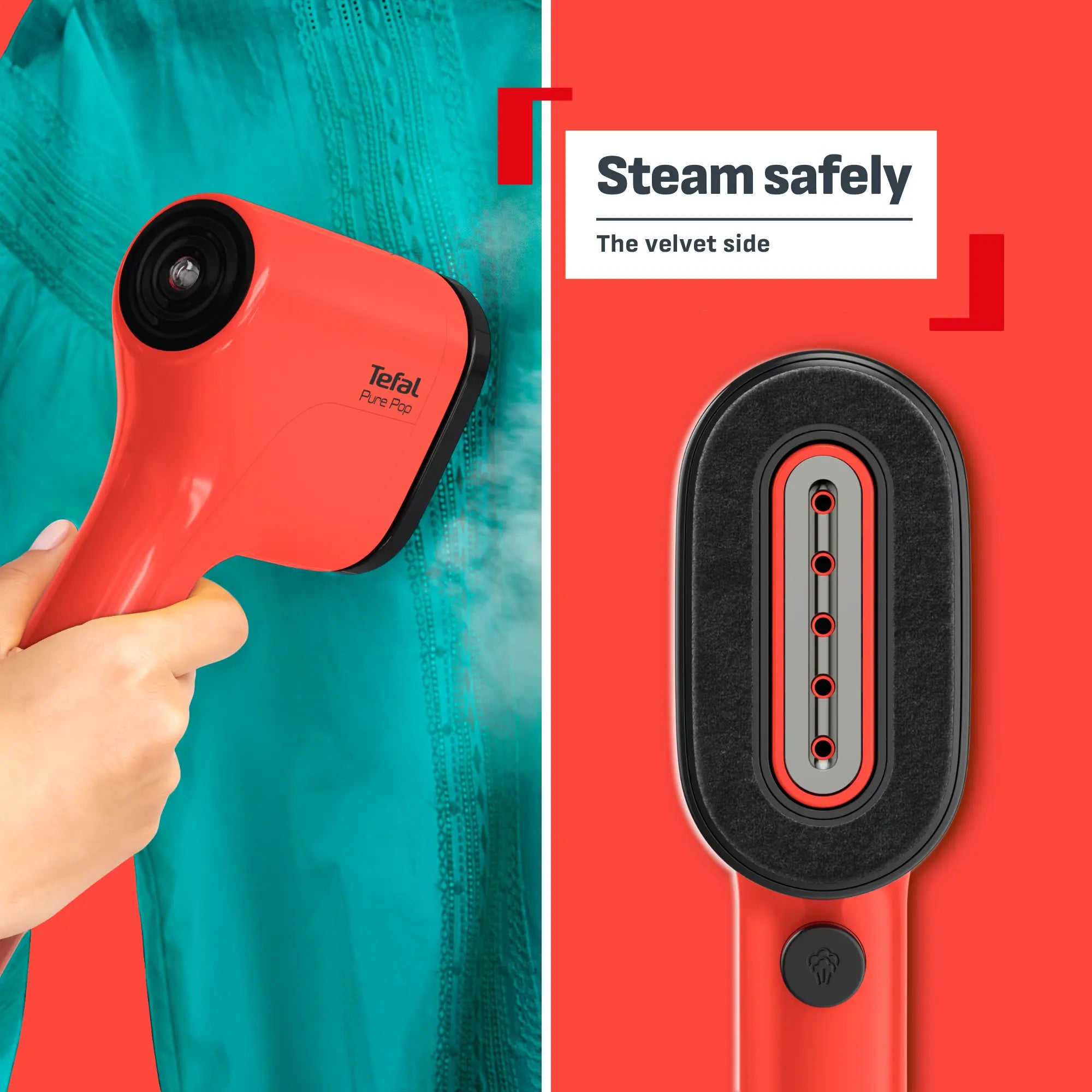 Tefal Pure Pop Handheld Garment Steamer DT2028 - Red