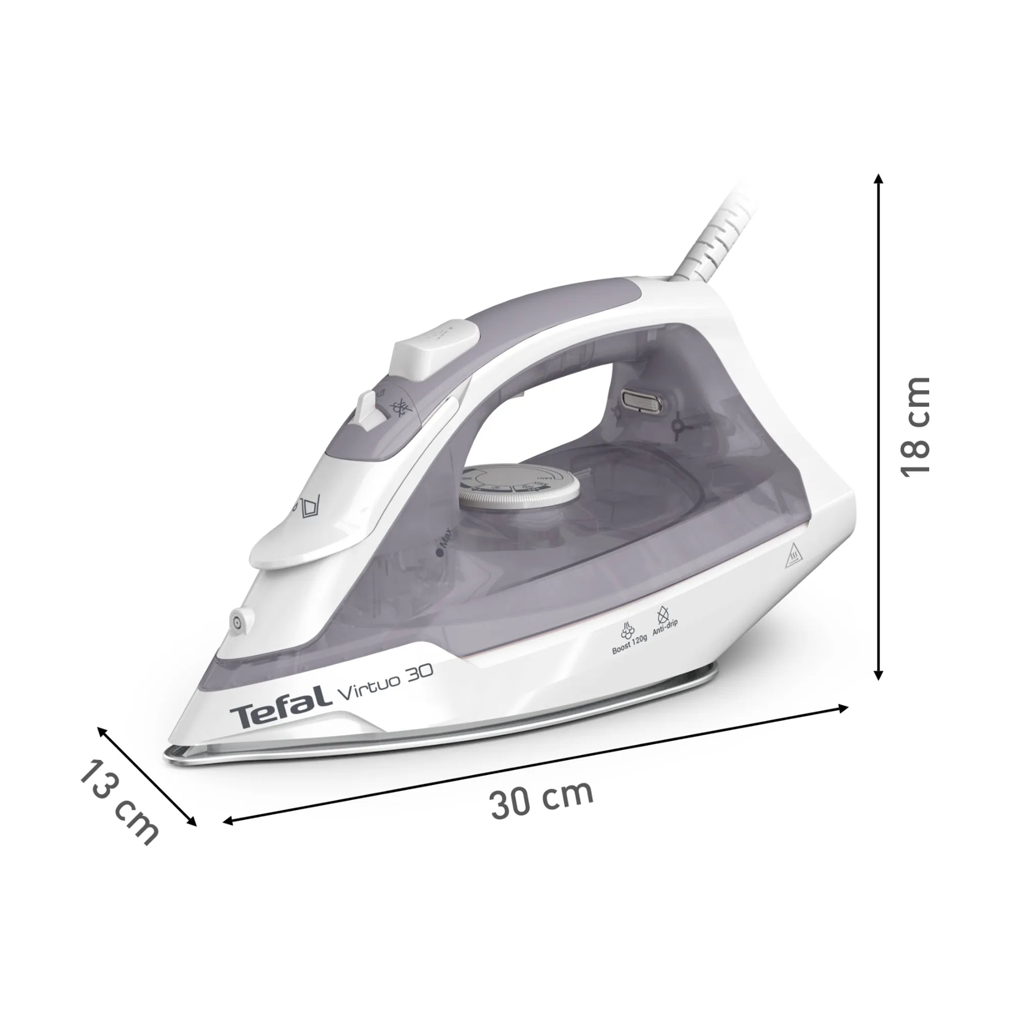 Tefal Virtuo 30 Steam Iron FV2C43 dimensions