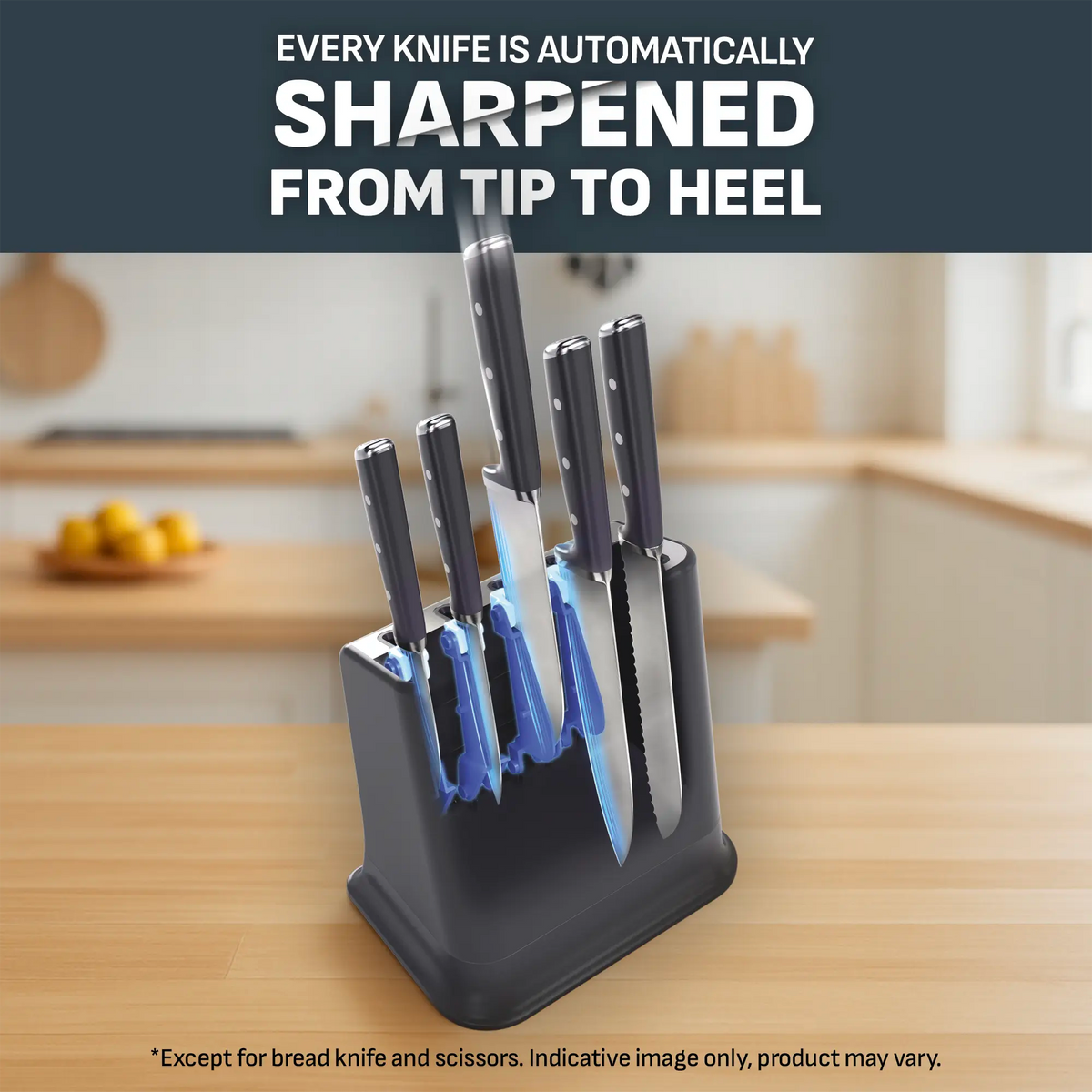 Tefal Eversharp Pro Knife Block 6pc Set + Block with Integrated Sharpener