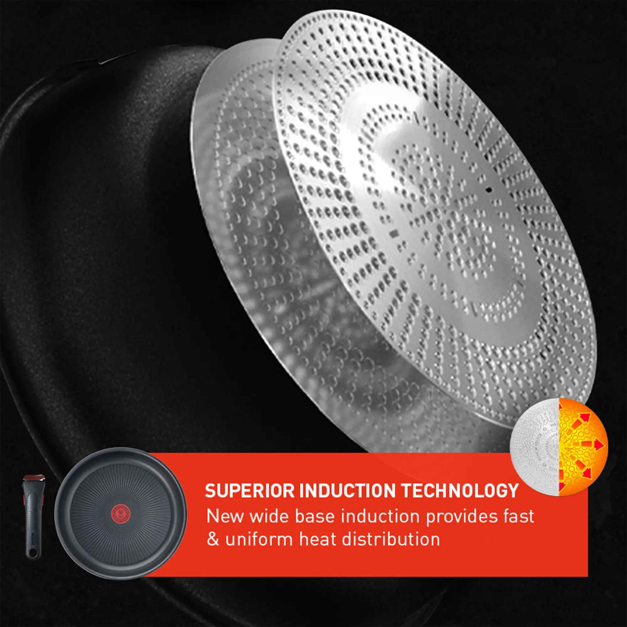 Tefal Ingenio Unlimited Induction Non-Stick Set with superior induction technology base for uniform heat distribution 