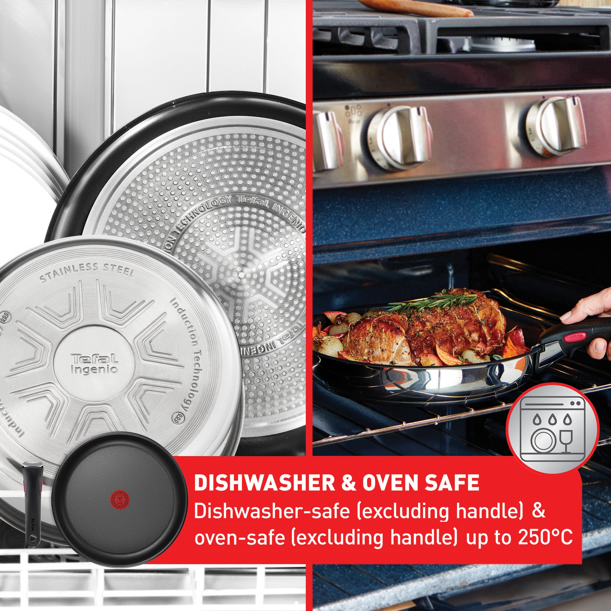 Tefal Ingenio Cook Eat Stackable Non-Stick Cookware Set dishwasher safe