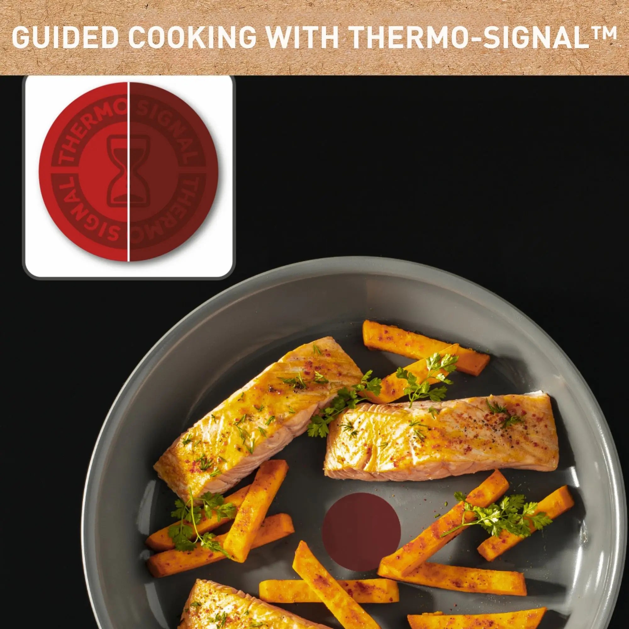 Tefal Vivaceram Induction Ceramic Green Lichen 5pc Set with thermo-signal for guided cooking