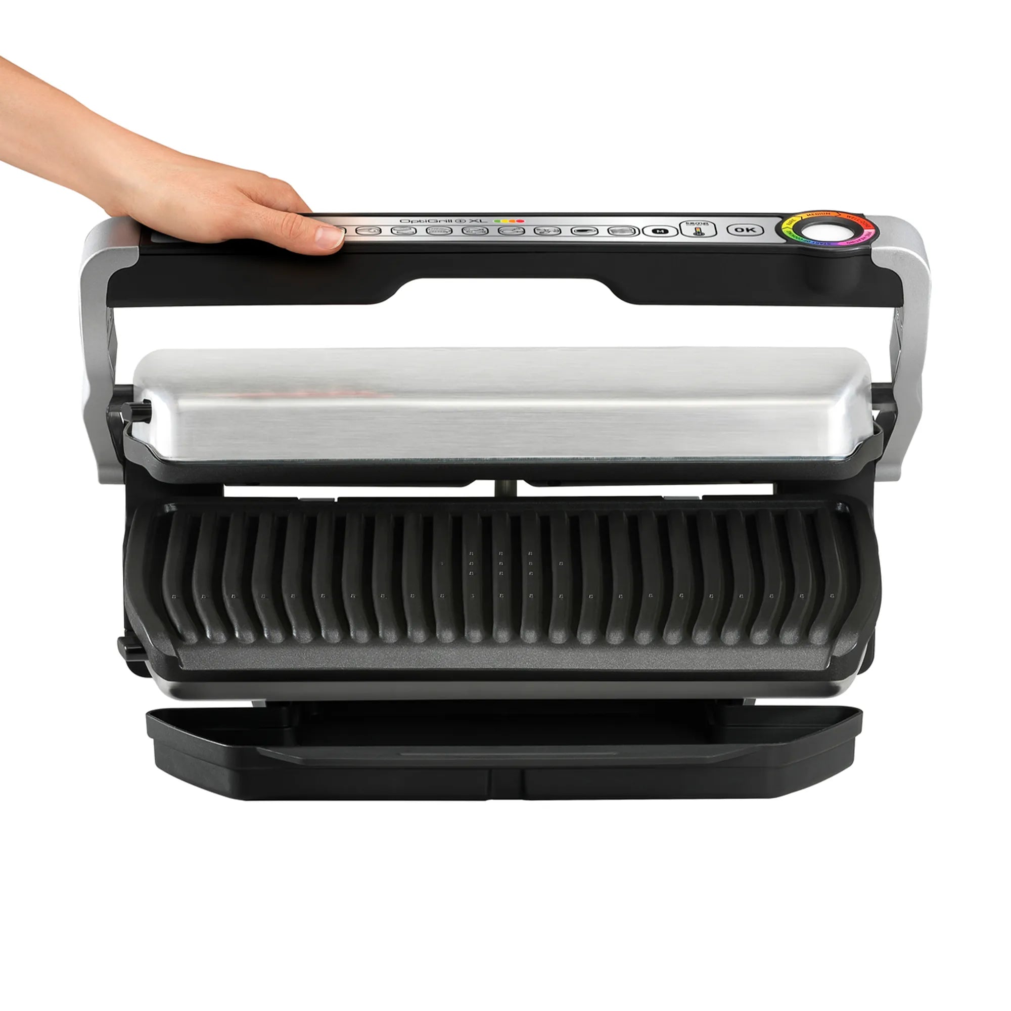 Tefal OptiGrill+ XL Smart Electric Grill GC722 open