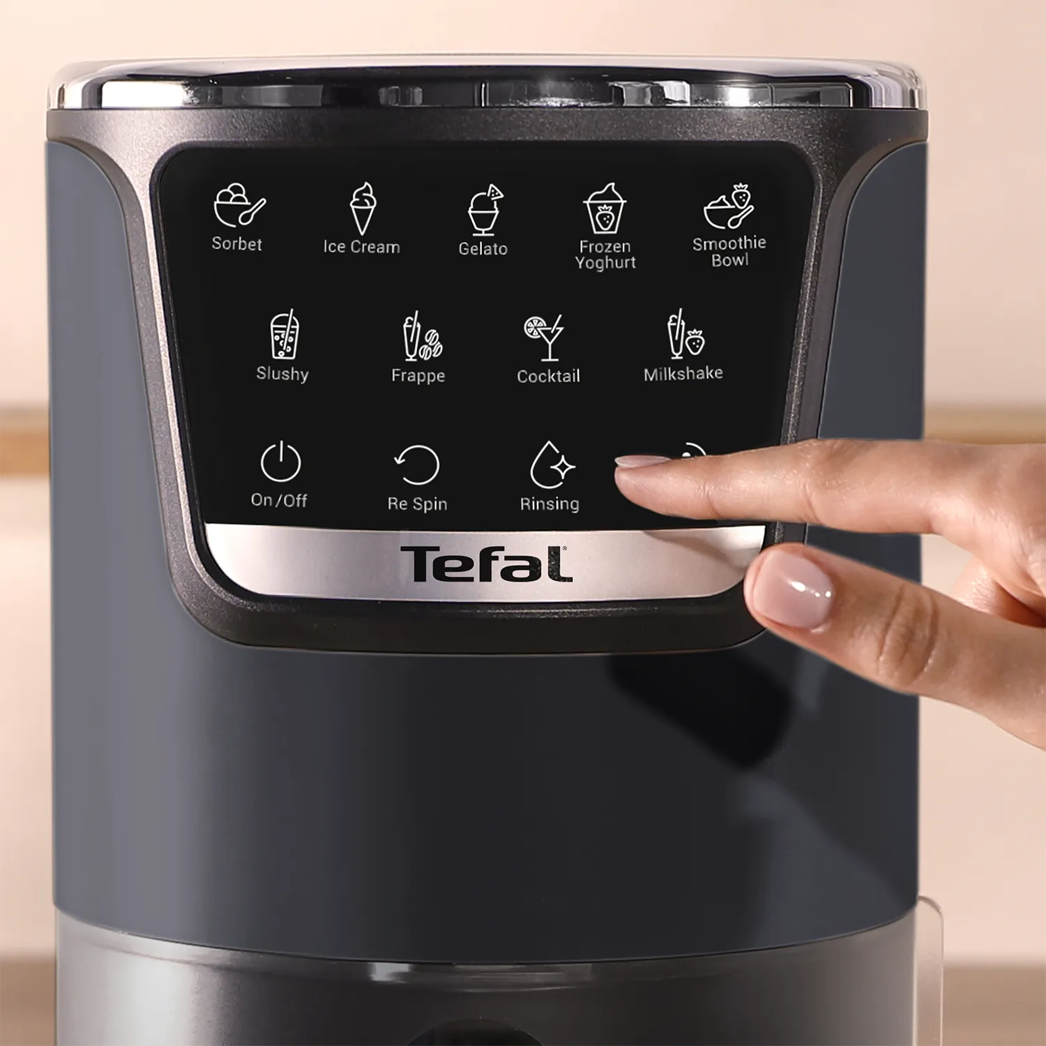 Tefal Dolci Black Knight Ice Cream Maker digital touchscreen display