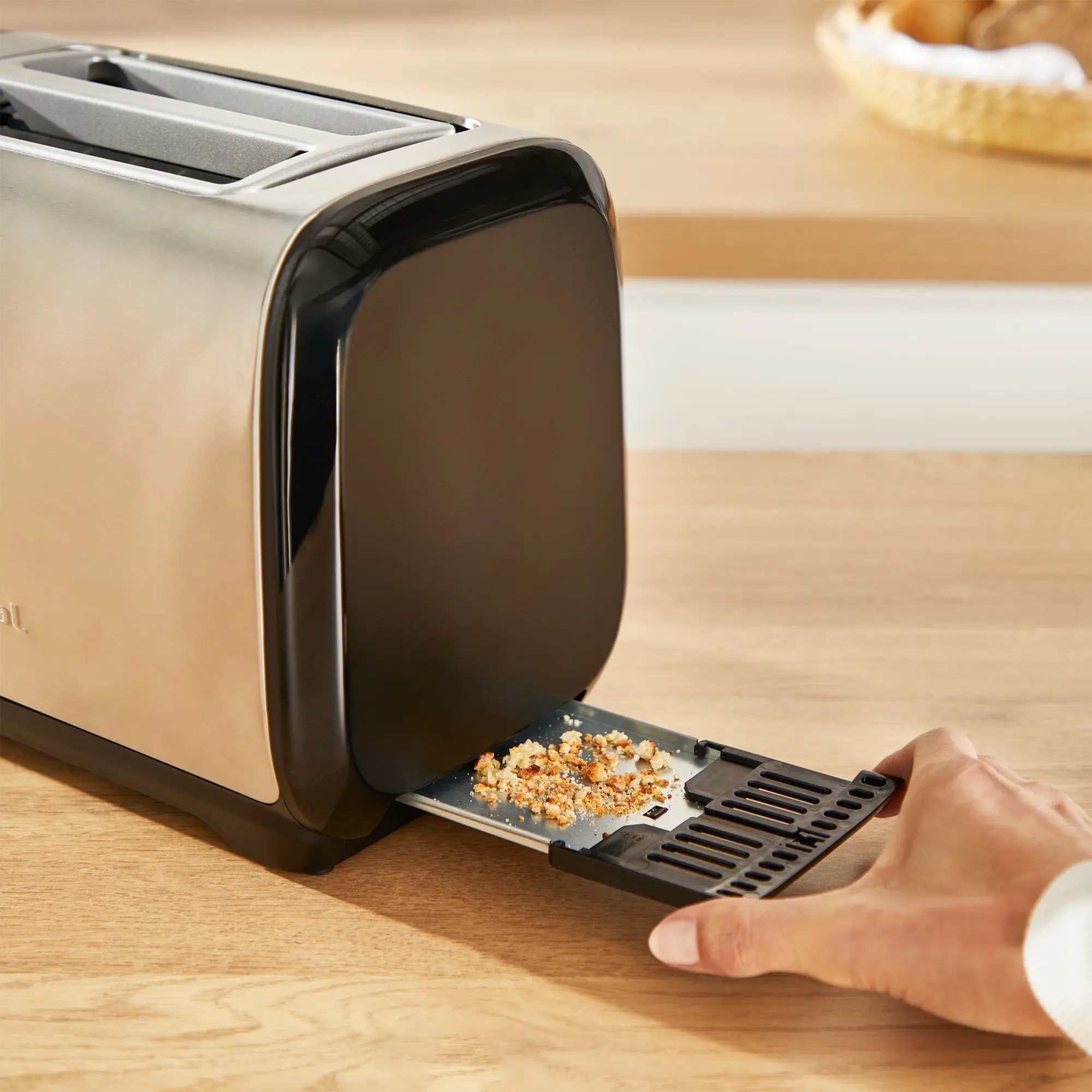 Tefal Subito Stainless Steel Toaster & Kettle Breakfast Set TT5SAD with removable crumbs tray