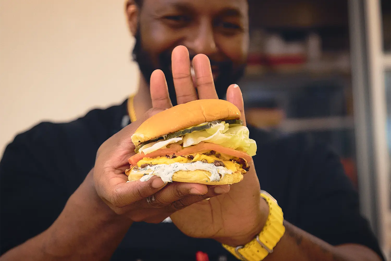 Happyfield double patty smash burger