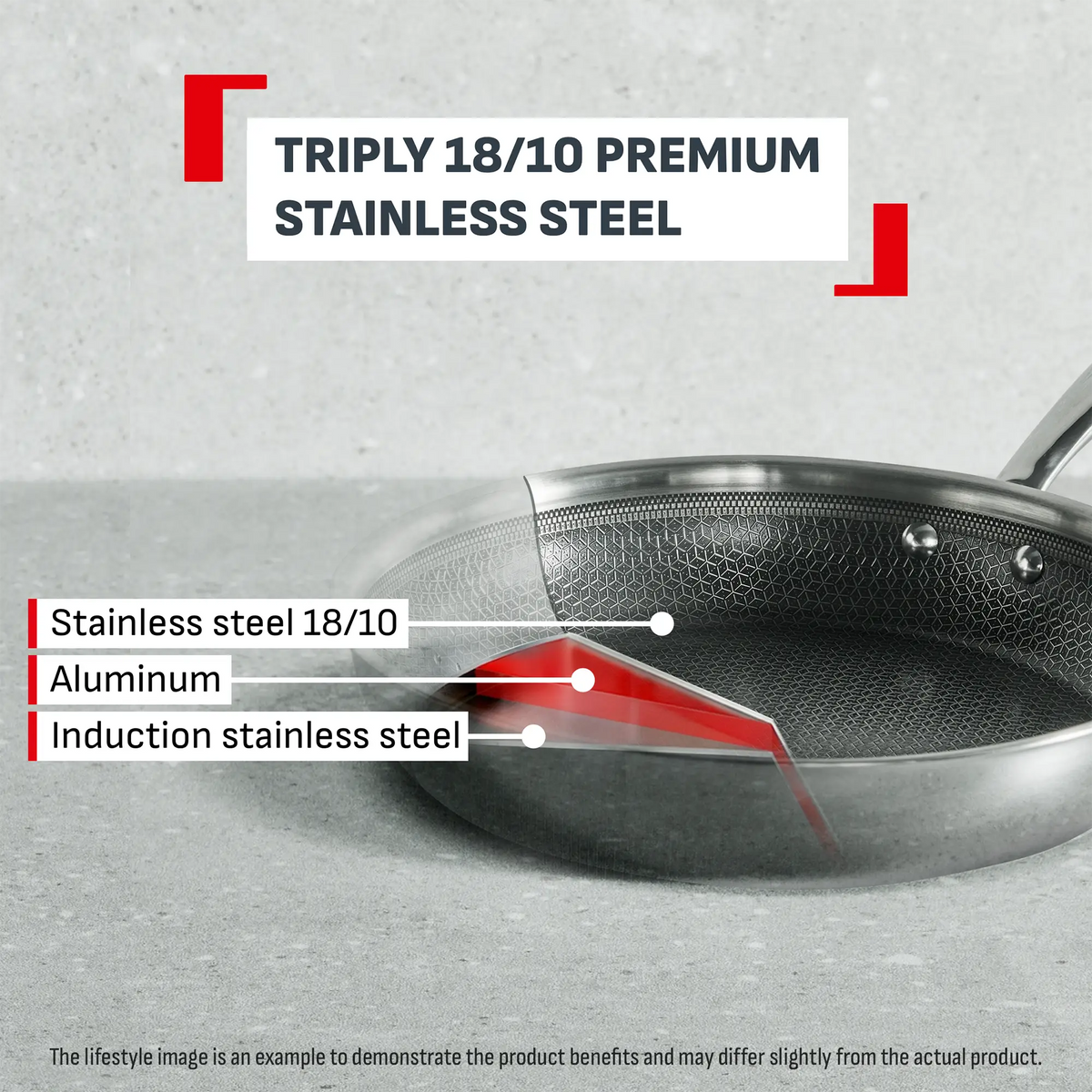 Tefal Master Induction Stainless Steel Ceramic Hybrid Mesh Wok 28cm