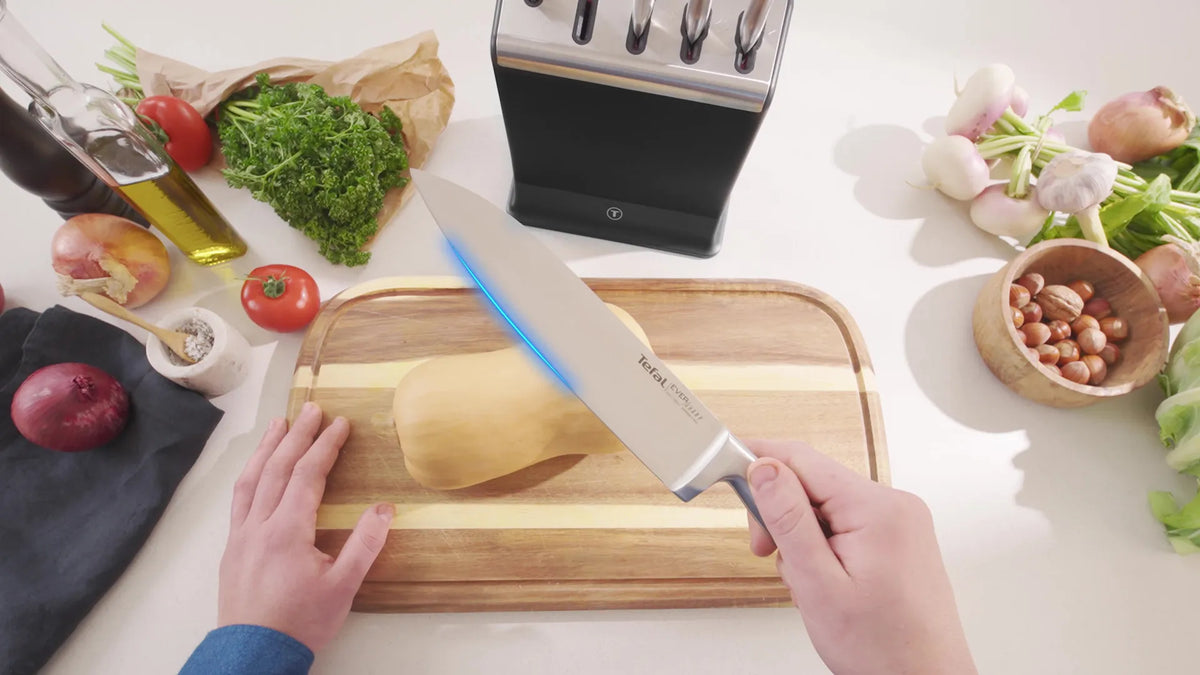 Tefal Eversharp Pro Stainless Steel Knife Block Set + Block with Integrated Sharpener Video