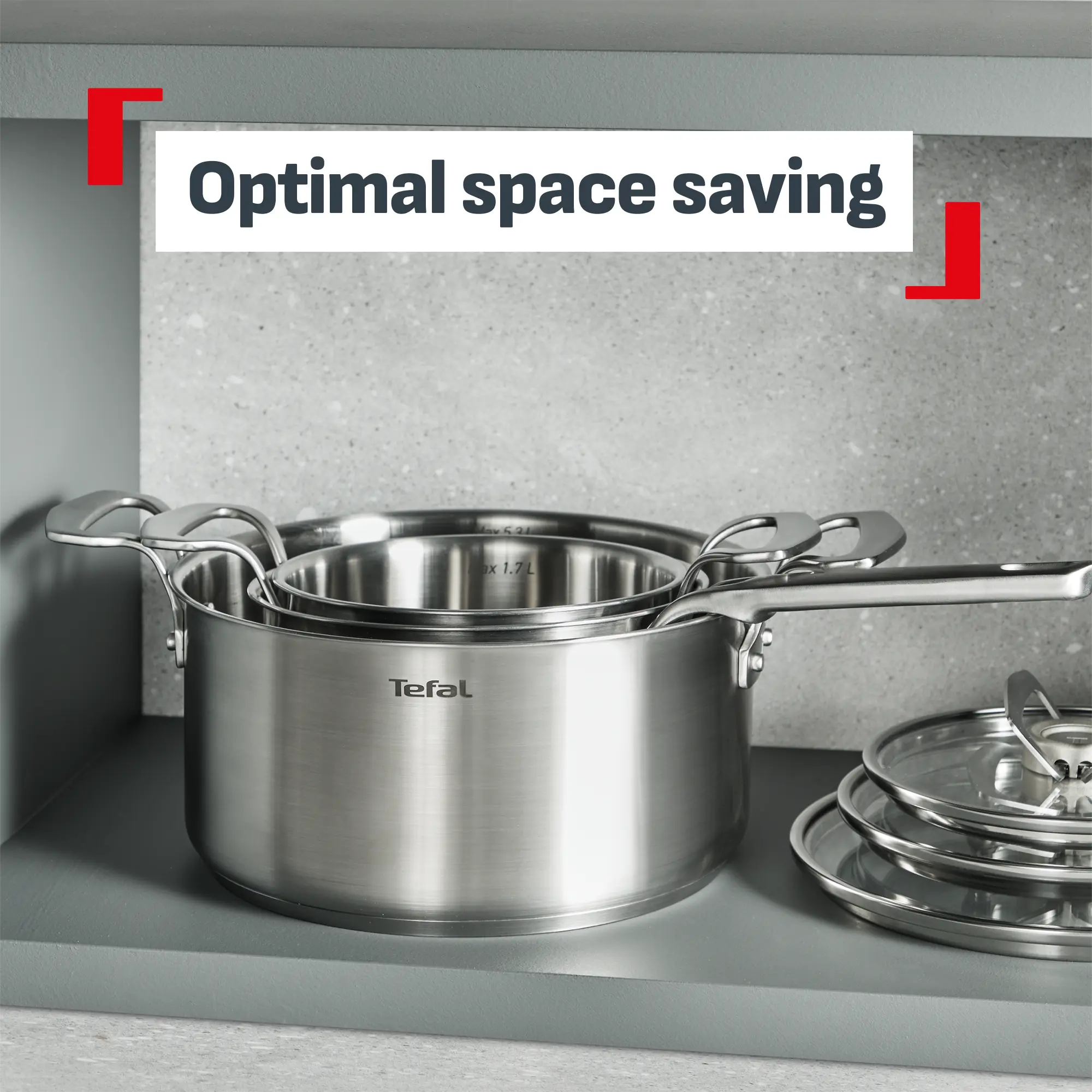 Tefal Space+ Extreme Induction Stainless Steel Stewpot 20cm + Lid