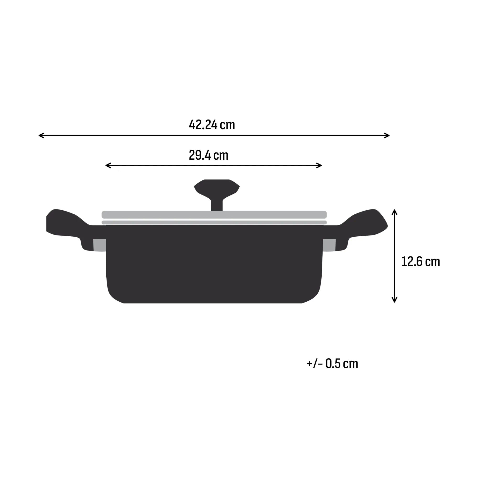 Tefal Space+ Excellence+ Induction Non-Stick Shallowpan 28cm + Lid Dimensions