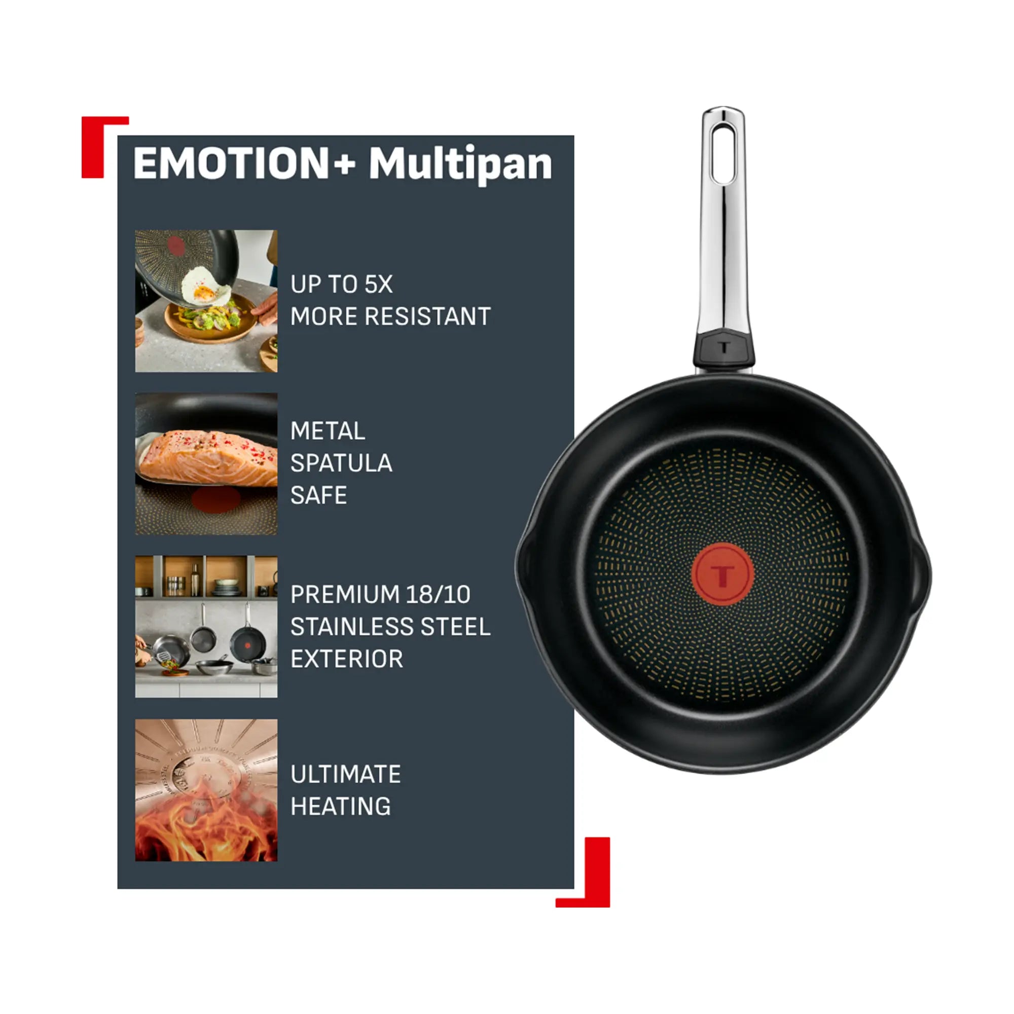Tefal Emotion+ Induction Stainless Steel Non-Stick Multipan 26cm