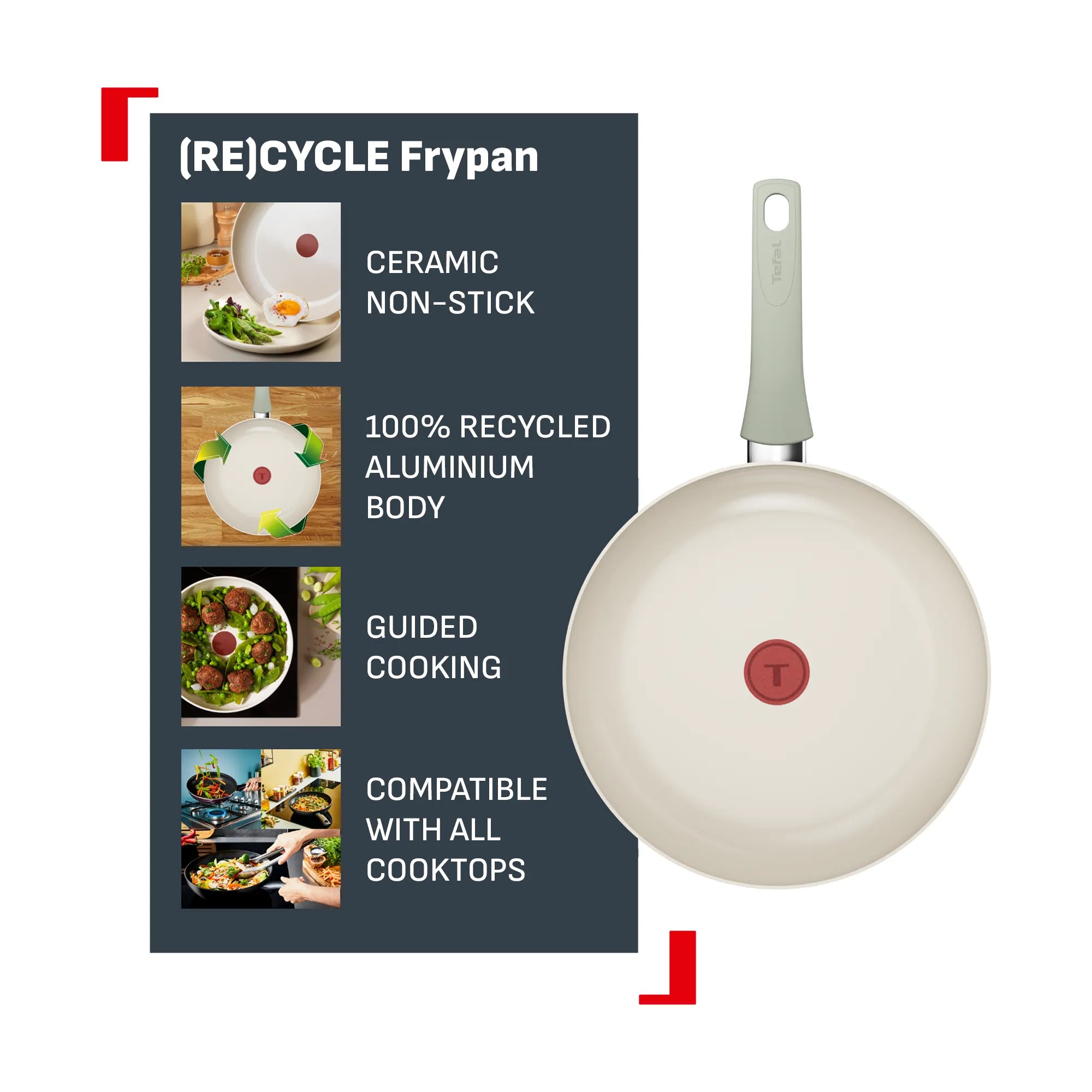 Tefal (Re)cycle Induction Ceramic Green Lichen Non-Stick Frypan 28cm