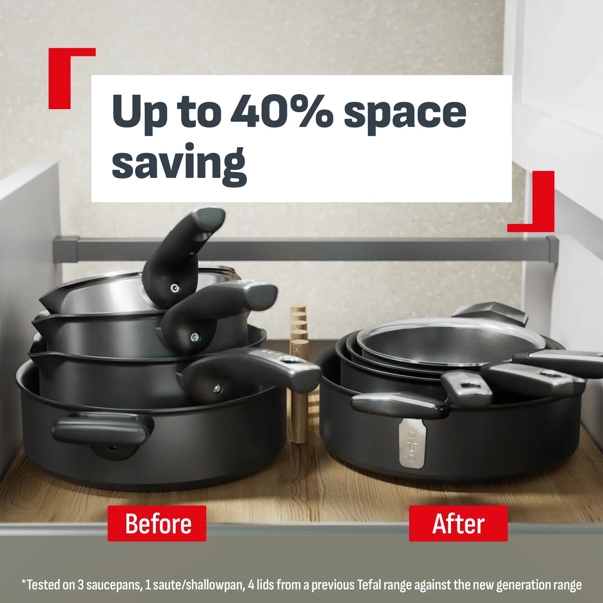 Tefal Space+ Excellence+ Induction Non-Stick Shallowpan 28cm up to 40% space saving