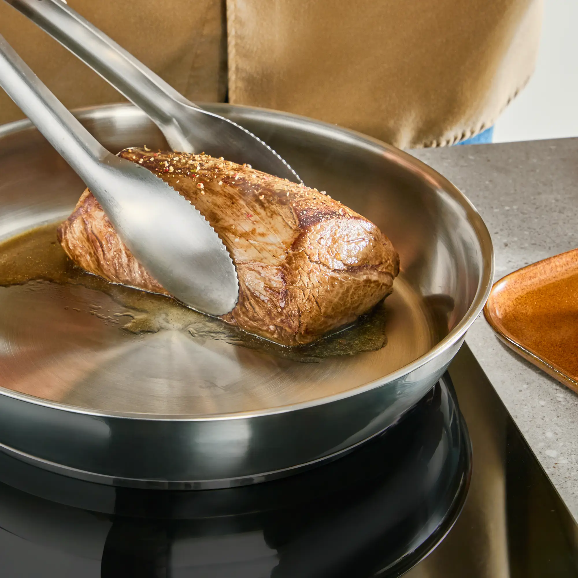 Tefal Emotion+ Induction Stainless Steel Uncoated Twin Pack Frypan 24/28cm