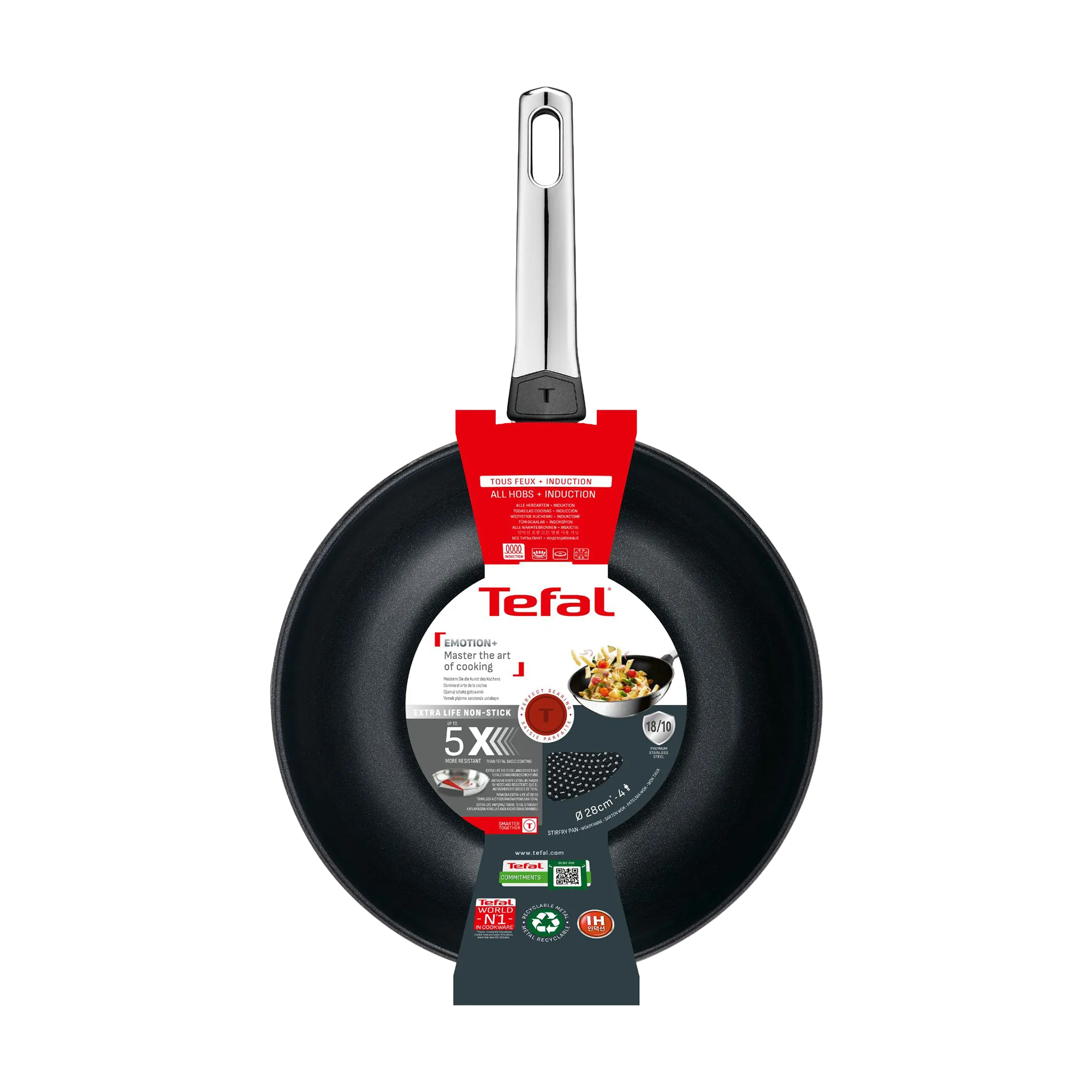 Tefal Emotion+ Induction Stainless Steel Non-Stick Wok 28cm