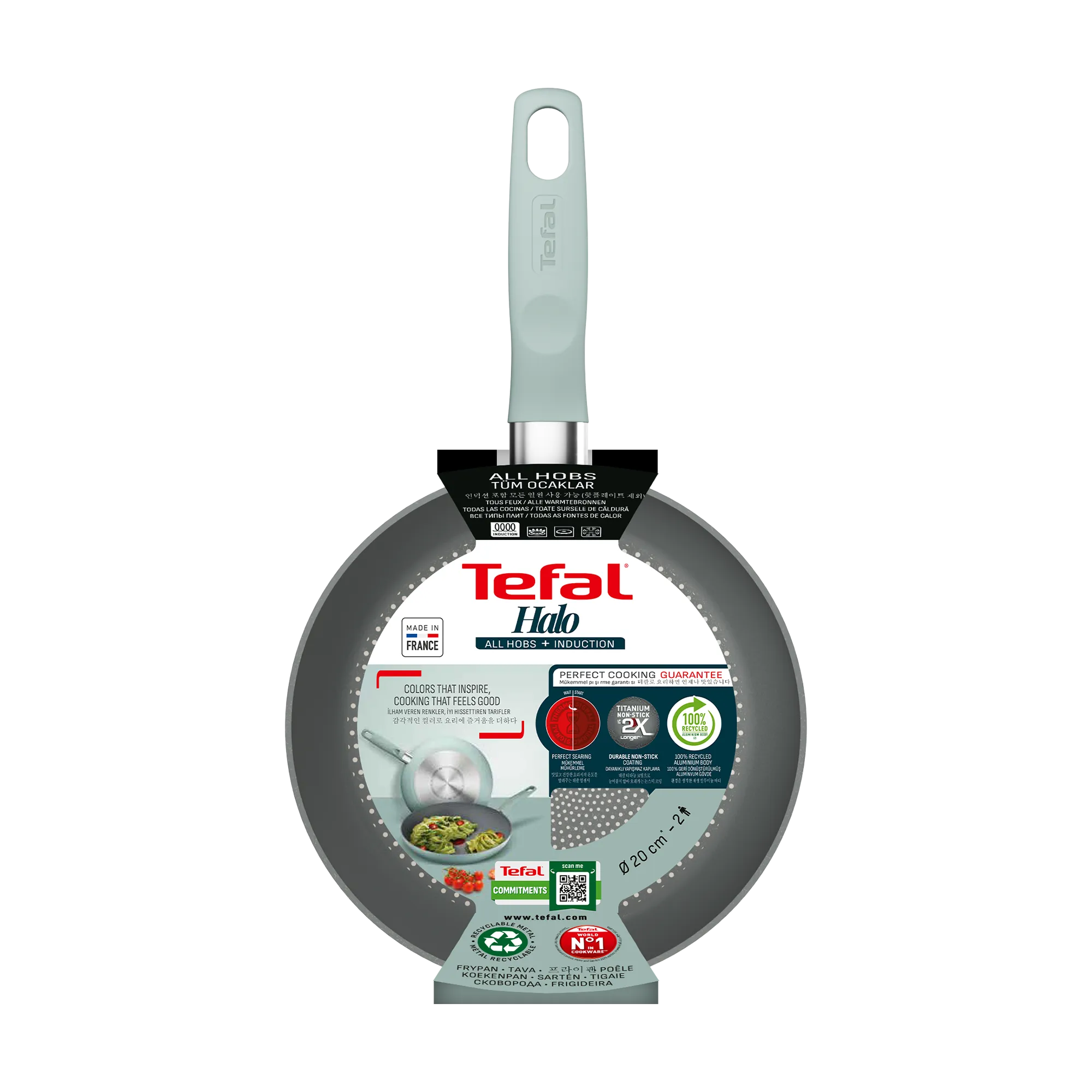 Tefal Halo Induction Non-Stick Eucalyptus Frypan 20cm
