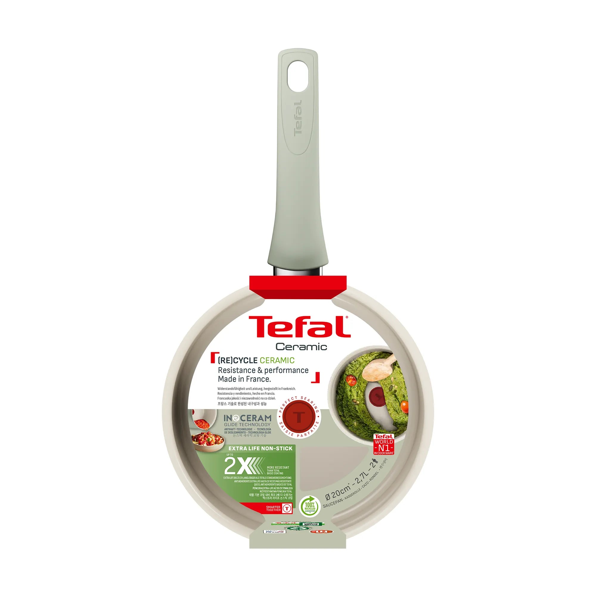 Tefal (Re)cycle Induction Ceramic Green Lichen Non-Stick Saucepan 20cm