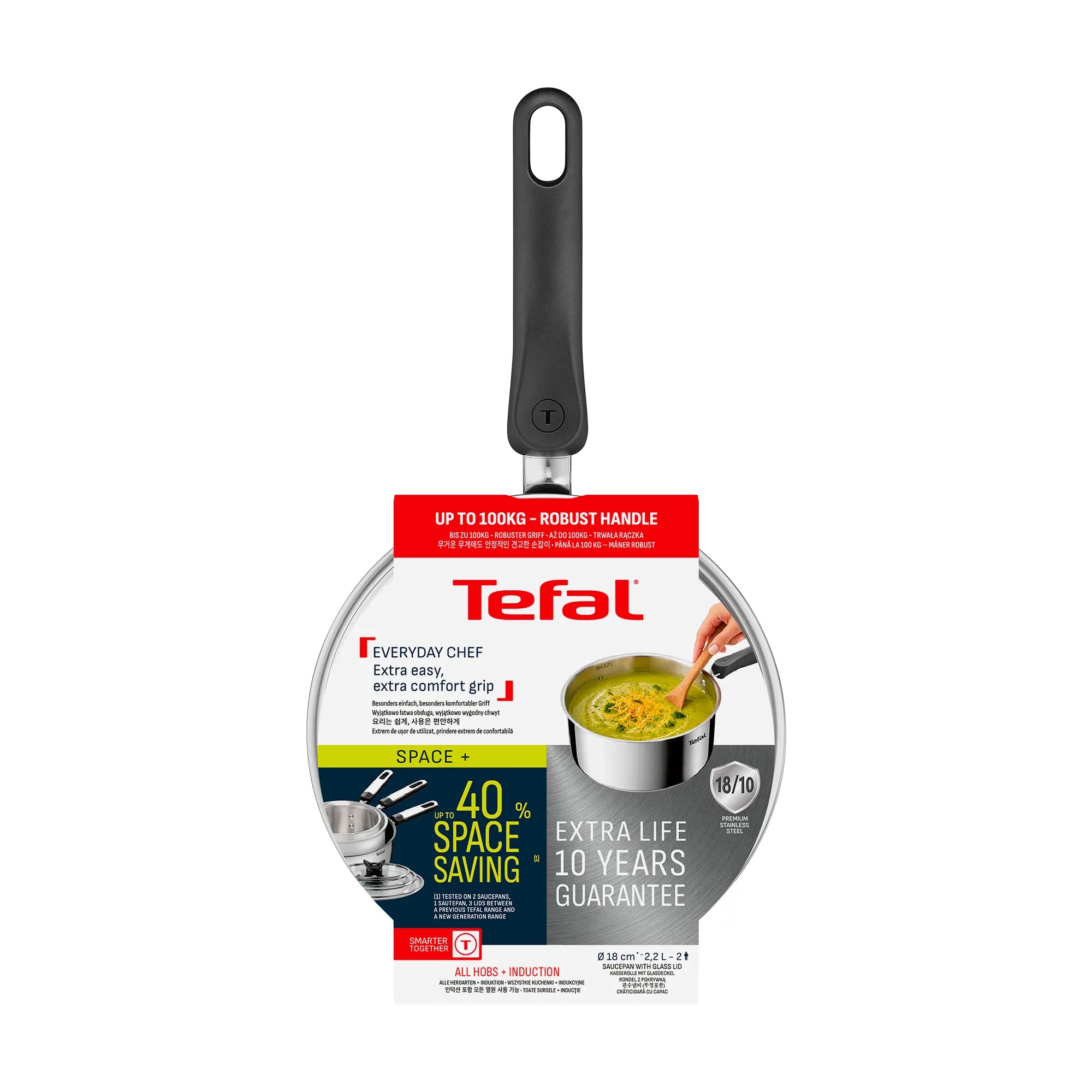 Tefal Space+ Everyday Chef Induction Stainless Steel Saucepan 18cm + Lid