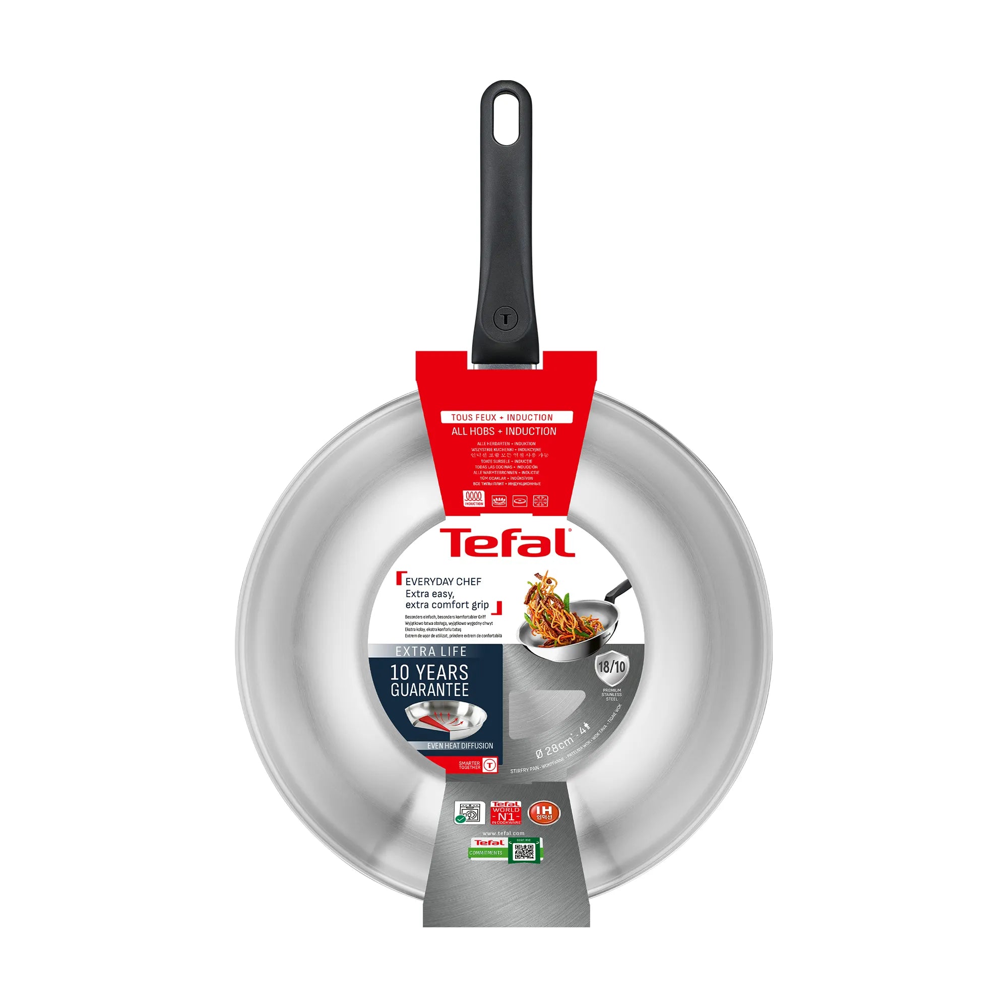 Tefal Everyday Chef Induction Uncoated Stainless Steel Wok 28cm