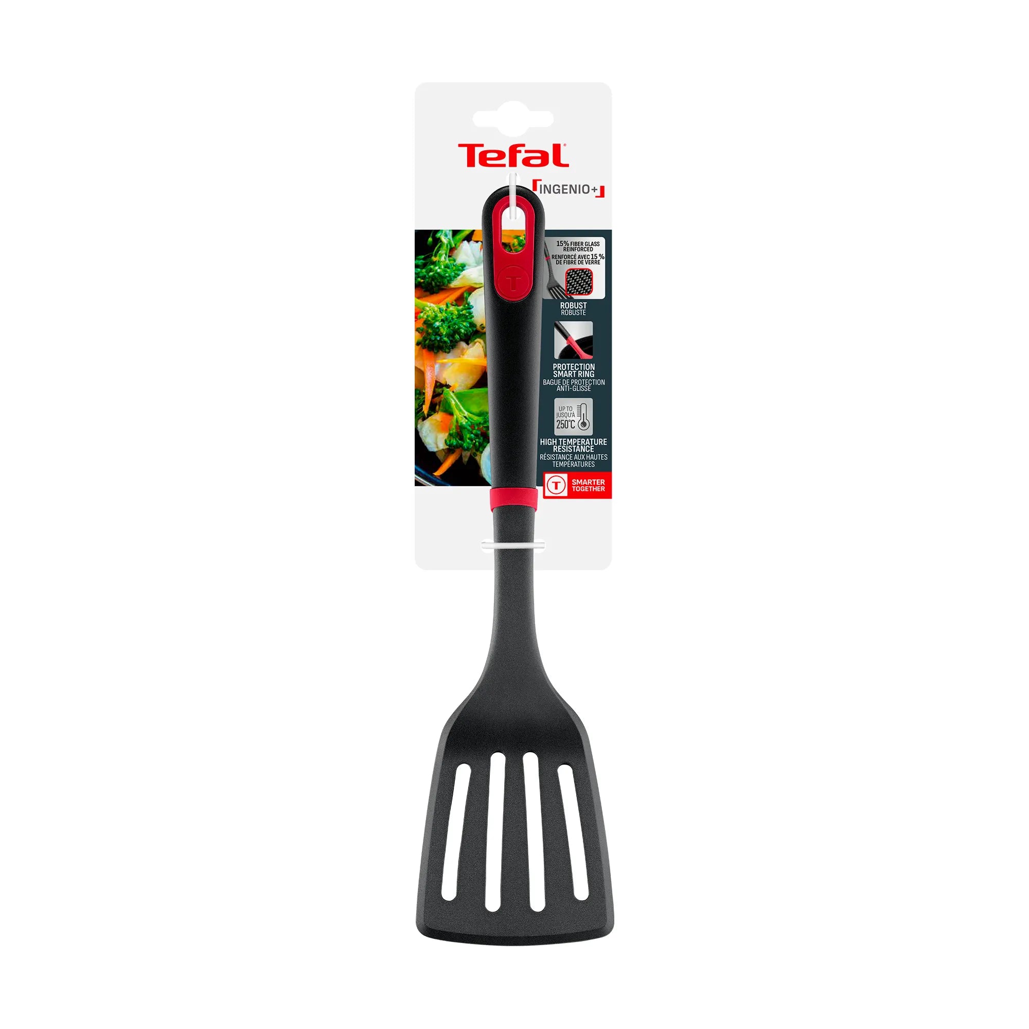 Tefal Ingenio+ Nylon Slotted Turner Red/Black K1984634 Packaging