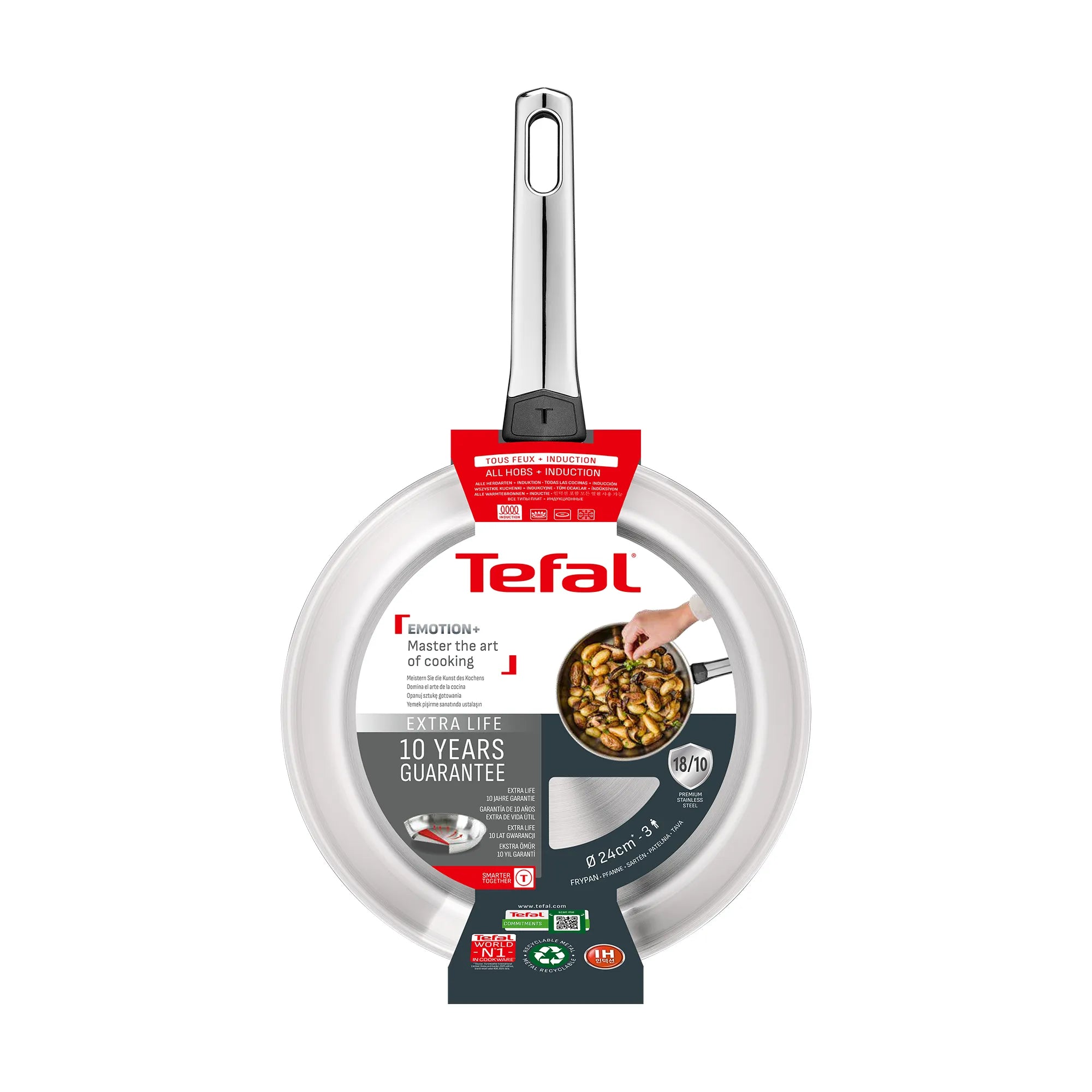 Tefal Emotion+ Induction Stainless Steel Uncoated Frypan 24cm