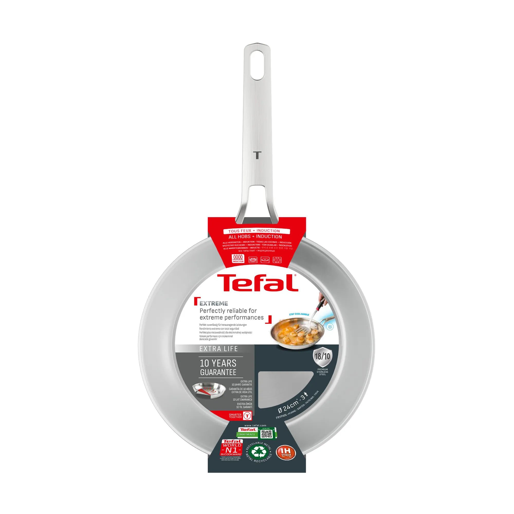 Tefal Extreme Induction Stainless Steel Uncoated Frypan 24cm