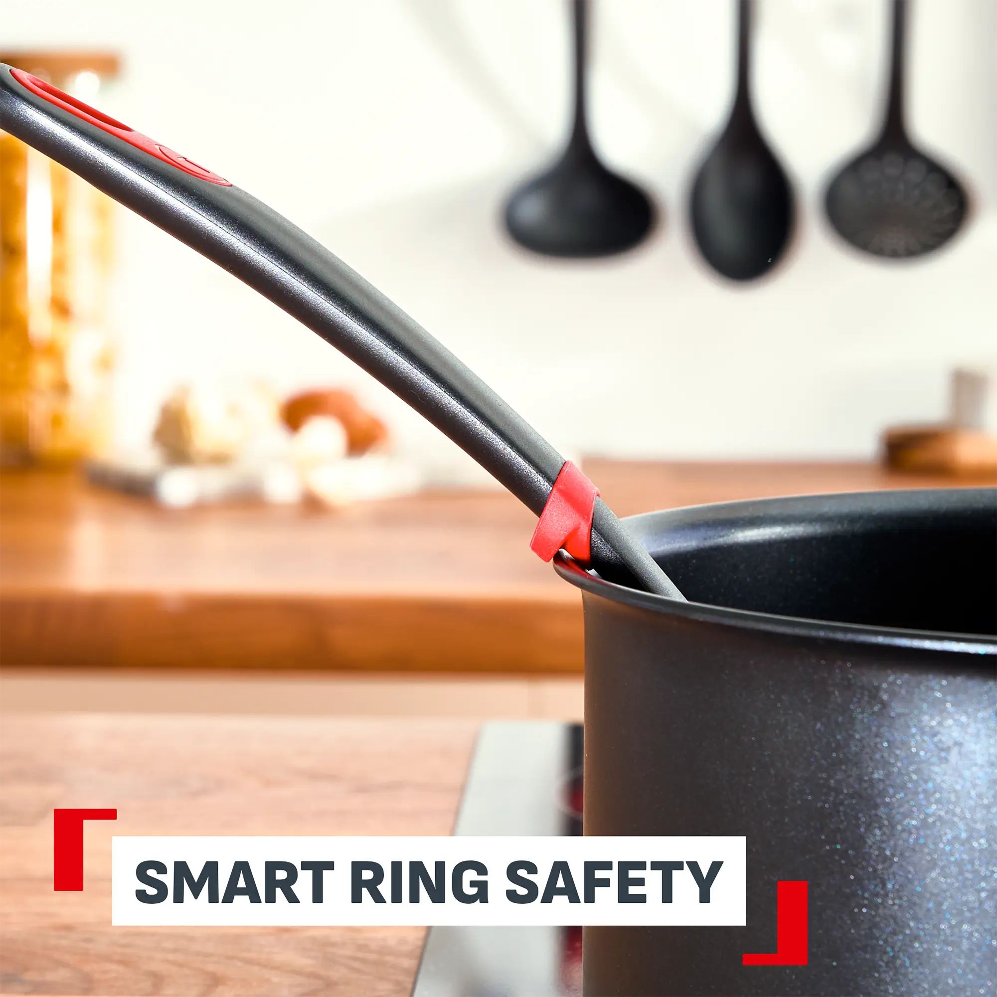 Tefal Ingenio+ Nylon Kitchen Utensil Red/Black with smart ring safety