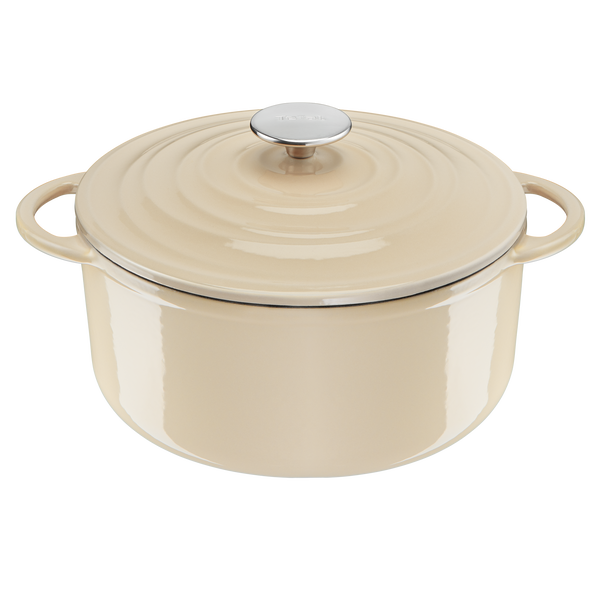 LOV Cast Iron Beige Stewpot with lid 25cm/5L