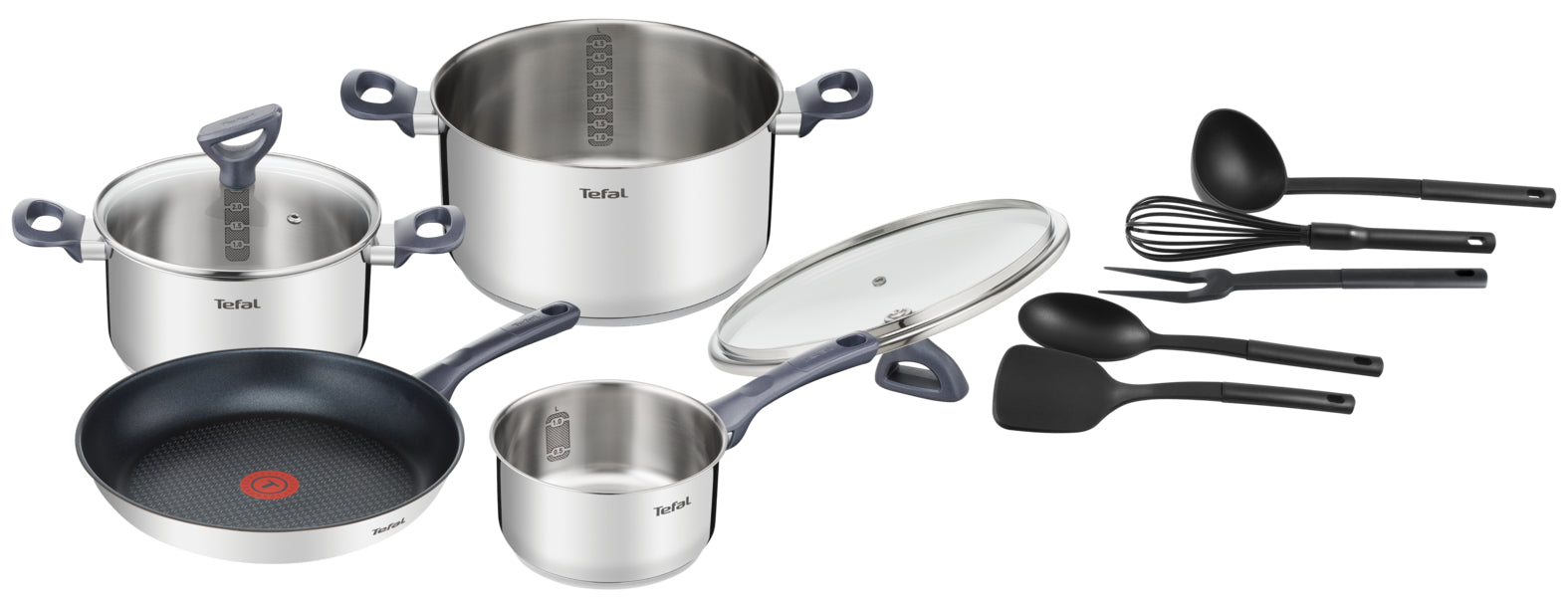 Tefal Daily Cook Induction Stainless Steel 4pc Set + Utensils