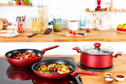 TEFAL Daily Chef Red Non-stick Induction 2-piece Frypan Set 22/28cm G2739072 | Pfannensets