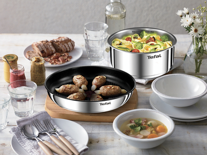 TEFAL Ingenio Emotion Stainless Steel Non-stick Induction 4-Piece Frypan Set  L925S414